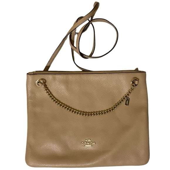 Coach Tan Pebble Leather Gold Accents Crossbody - Picture 1 of 15